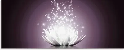 Produktbild von Vadim Georgiev: Magie der Lotus-Blume violett - Glasbild, Größe:50x125 cm / Glasbild