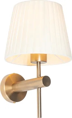 Produktbild von QAZQA - Moderne Wandleuchte Bronze mit weißem Schirm - Pluk I Wohnzimmer I Schlafzimmer - Stahl Rund - LED geeignet E27