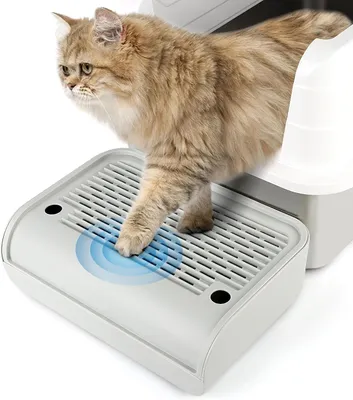Productafbeelding van Kattenoprijplaat voor kattenbak, lichtgrijs, trapkruk met filterfunctie, voor katten