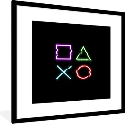 Produktbild von MuchoWow® Gerahmtes Poster Spiel - Controller - Neon 40x40 cm - Poster mit Schwarzem Bilderrahmen Wandposter Rahmen Foto Bilder - Poster - Plakat im Rahmen