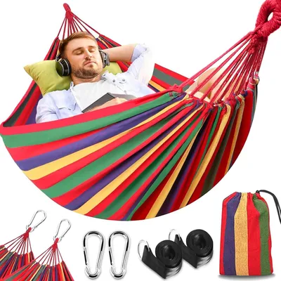 Zdjęcie produktu dla Hamatka bawełniana do użytku na zewnątrz - 230 x 150 cm, udźwig do 270 kg