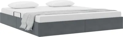 Produktbild von vidaXL Aufbewahrungsbett mit Kopfteil Dunkelgrau 180 x 200 cm Samt