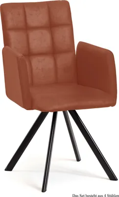 Produktbild von Armlehnstuhl drehbar (4er-Set) Despo 52x91x60 Schwarz/Cognac