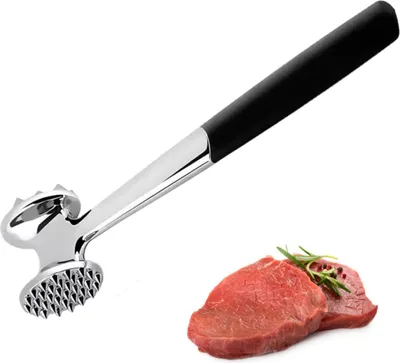 Image de Aplatisseur à viande à double lame avec poignée antidérapante, attendrisseur à viande pour steaks, poulet, porc et côtes