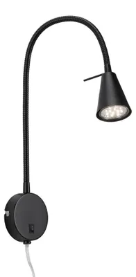 Produktbild von LED Leselampe mit Schalter, schwenkbar, rund, GU10, 400lm, warmweißes Licht, Wandleuchte, Wandlampe, Bettlampe, Lampe Bett, Leselicht, 45 cm,Schwarz