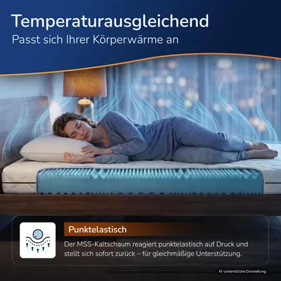 Produktbild von Aqua Deluxe - 7 Zonen Matratze - 70 x 200 cm | Höhe 14 cm | Härtegrad H4 & H5 | Kaltschaummatratze