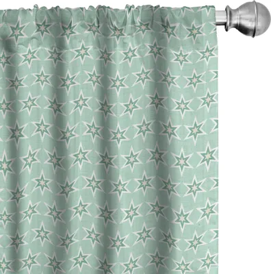 Produktbild von ABAKUHAUS Türkis Vorhänge, Gardinen, Monochrome Star Pattern Horizontal Zeilen Space Inspirations Linien Hintergrund, 2 Stück 75 x 175 cm, Mint Weiß Creme
