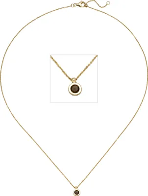 Produktbild von JOBO Collier Kette mit Anhänger 585 Gold Gelbgold 1 Rauchquarz 45 cm Halskette