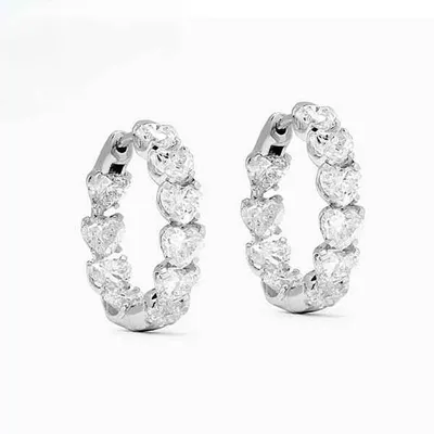 Produktbild von Paar Creolen Funkelnde Herz Creolen Ohrringe 925 Silber 18K Gold