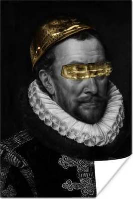 Produktbild von MuchoWow® Poster Wilhelm von Oranien - Adriaen Thomasz - Schwarz - Weiß 20x30 cm - Papierdruck