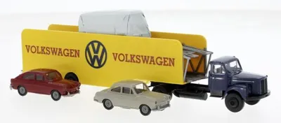 Produktbild von Brekina LKW Scania L 111 Autotransport-SZ mit Ladegut 1962, Volkswagen 85133