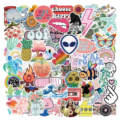100 Stück Laptop-Sticker, Cartoon, Natur, wasserdicht, DIY, Graffiti