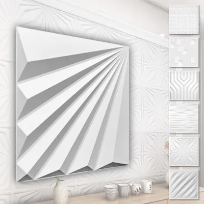 Produktbild von 3D Wandpaneele aus PVC Kunststoff - weiße Wandverkleidung mit 3D Optik - Abstrakte Motive