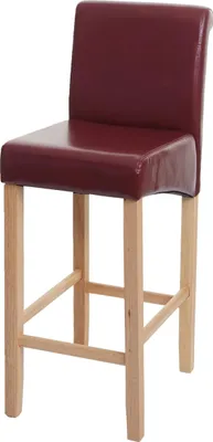 Produktbild von Barhocker HWC-C33, Barstuhl Tresenhocker, Holz MVG-  rot-braun, helle Beine, Kunstleder