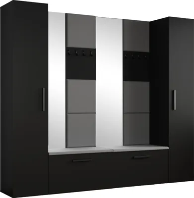 Produktbild von Masseno Garderobe-Set MODULO 241,2/204/40 cm Modern Garderobenschrank Schwarz