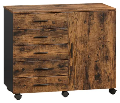 Obrázek produktu pro Mobilní skříňka s dvířky a zásuvkou na dokumenty | Hnědá | 80 x 40 x 65 cm