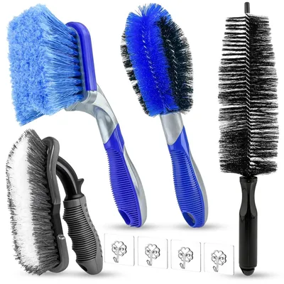 Image de Jeu de brosses pour jantes - 4 pièces avec poignée antidérapante