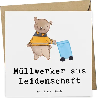 Produktbild von Mr. & Mrs. Panda Grußkarte Müllwerker Leidenschaft - Weiß - Geschenk, Spruch, doppelkarte, Witzig, Klappkarte, Lustig, Müllmann, faltkarte, Glückwunschkarte, anlasskarte