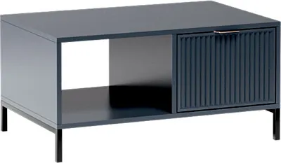 Produktbild von Couchtisch LINKA STYLE LS-6 Kaffetisch mit Schubladen Metallfüße Gefräste Fronten Indygo - Dunkelblau