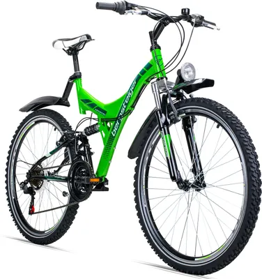 Produktbild von Bergsteiger Memphis 26 Zoll Mountainbike, geeignet ab 150 cm, Dynamo-Licht, StVZO, Shimano 21 Gang-Schaltung, Vollfederung, Jungen-Fahrrad & Herren-Fahrrad
