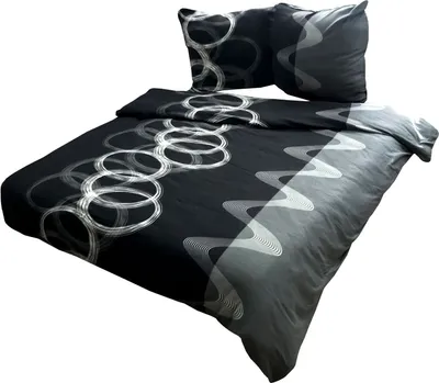 Produktbild von Thermo Fleece Bettwäsche 200x220 Winter Flausch Garnitur Warm Schwarz Grau 3 tlg