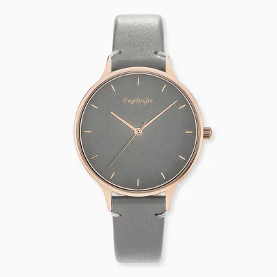 Produktbild von ENGELSRUFER ERWA-COLOUR-LGY2-MR Damen-Armbanduhr, Edelstahl-Gehäuse, Leder-Armband