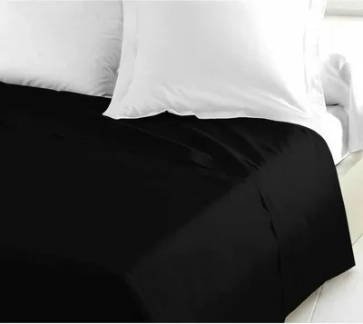 Produktbild von Bettlaken 100 % Baumwolle 180 x 290 cm schwarz