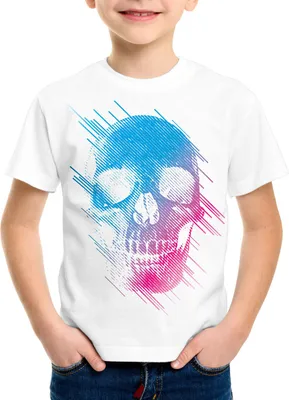 Produktbild von style3 Neon Skull T-Shirt Kinder totenkopf disco neon festival