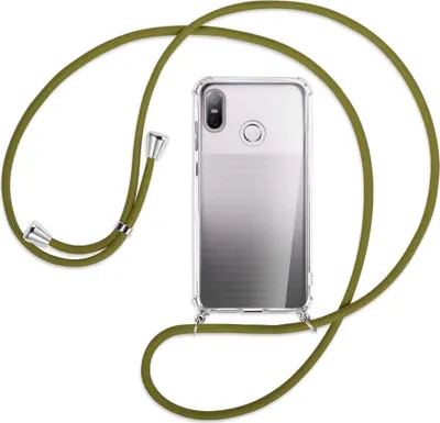 Produktbild von Handykette Backcover-Schutzhülle mit Band (Metall silberfarben) für HTC U12 life - khaki