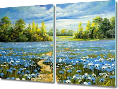 Produktbild von Coloray Schneidebrett Herdabdeckplatte 2x40x52 cm Kochplattenabdeckung Küchenbrett Hackbrett - Bäume Natur