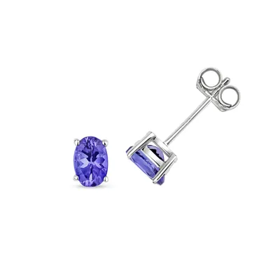 Produktbild von 9 Karat (375) Weißgold Damen - Paar Ohrstecker mit Tansanit - 6mm*4mm; TRS3122