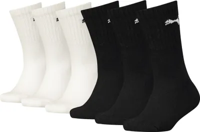 Produktbild von PUMA Kinder Socken, 6er Pack - Sport Junior ECOM, Rippbündchen, Logo Schwarz/Weiß 31-34