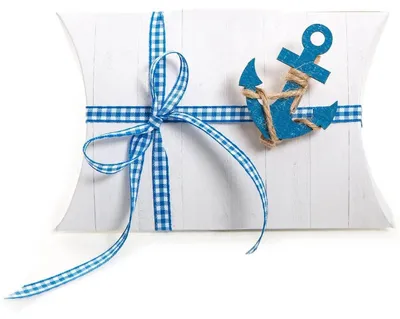 Produktbild von Logbuch-Verlag 12 kleine Gastgeschenk Verpackung Anker maritim Tischdeko give-away weiß blau Kommunion Hochzeit Geburtstag