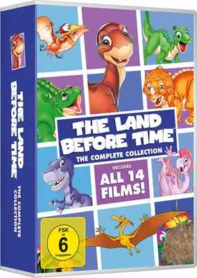 A DVD box set for 'The Land Before Time' featuring various characters from the franchise.