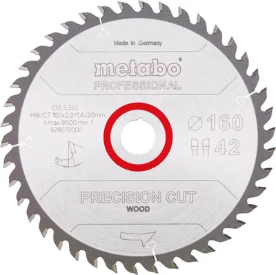 Image de Metabo PrecisionCutProf 160x20, 42 WZ 15°, 628072000