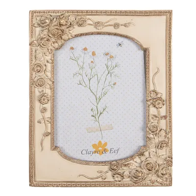 Image de Clayre & Eef Cadre photo 13x18 cm Beige Doré Plastique