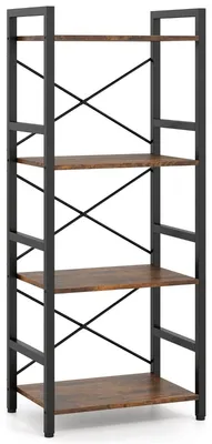 Produktbild von Schmale, 4-stöckige Metallregale, rustikales Braun, 41,5 x 27,5 x 100 cm