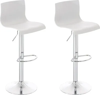Produktbild von TPFLiving 2er Set Barhocker Hope Gestell Metall in Chromoptik Kunststoff Weiß