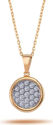 Produktbild von 0,26 Carat Diamant Vollmond Anhänger Halskette 14 Karat Rotgold