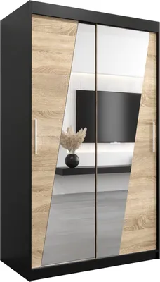 Produktbild von Kleiderschrank, Schiebetürenschrank Schlafzimmer, Schrank mit Spiegel RHOMB 120 cm