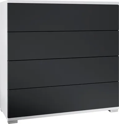 Produktbild von Vladon Kommode Pavos V3, Sideboard mit 4 Schubladen Weiß matt/Schwarz matt (76 x 76 x 35 cm)