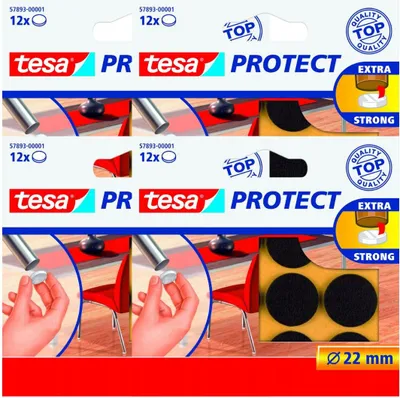 Obrázek produktu pro Kulaté filcové podložky pro židle, stoly, pračky, nábytek, tesa 22 mm, 12 kusů x 4