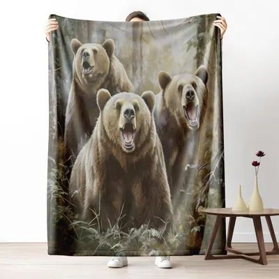 Image de Couverture en polaire douce avec motif d'animaux sauvages, 152 x 203 cm