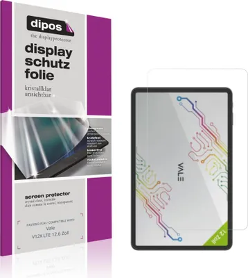 Produktbild von 2x Schutzfolie für Vale V12X LTE 12.6 Zoll klar Displayschutzfolie Folie Display Schutz dipos
