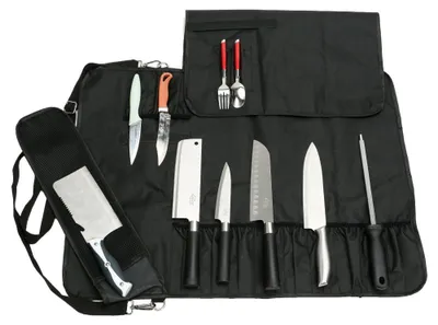 Immagine prodotto di Omgoods - Borsa a rotelle per coltelli da chef con 17 scomparti - Borsa impermeabile per utensili da cucina