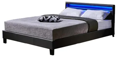 Produktbild von HOME DELUXE - LED Bett ASTRO - Dunkelgrau, 180 x 200 cm - inkl. Matratze und Lattenrost I Polsterbett Design Bett inkl. Beleuchtung, KI-generiertes Bild