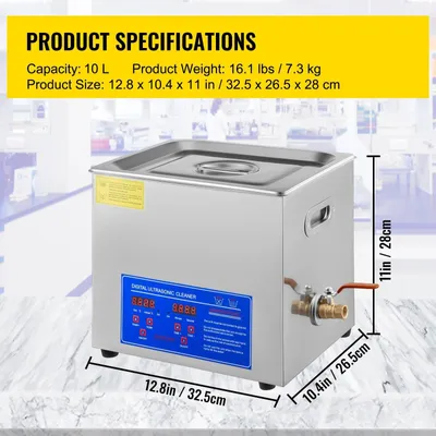 Productafbeelding van Ultrasoon Reiniger - Reinigingsapparaat voor Sieraden en Brillen - 10L - Ultrasone - Cleaner