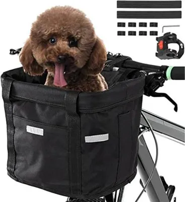 Image de Panier pour chien à fixer à l'avant du vélo, noir