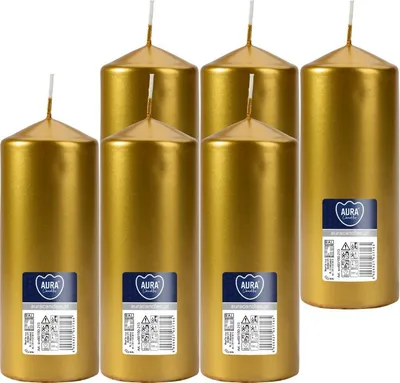 Zdjęcie produktu dla Świeca walec BISPOL Aura 48H 15CM SW60/150 ZŁOTY METALIK 6szt.