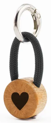 Produktbild von GIPFELWELLE Handgemachter Holz Schlüsselanhänger mit Gravur Kette Ring 4 mm Paracord Segeltau, Damen Herren, Herzzwei, Anthrazit